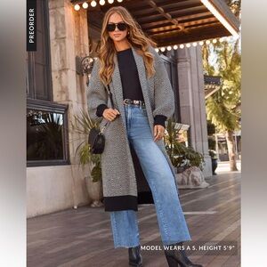 Ember Trail Herringbone Duster Cardigan-XS